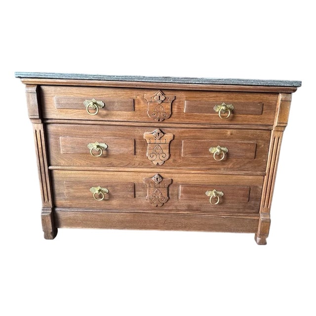 Antique Oak Dresser With Marble Top For Sale