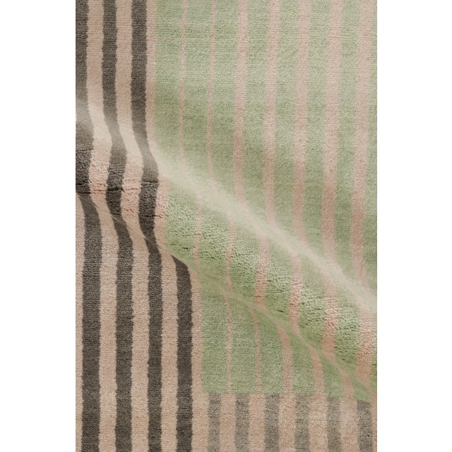 2020s Contemporary Art Deco Style Geometric Mint Green Wool Rug by Rug & Kilim, India For Sale - Image 5 of 10