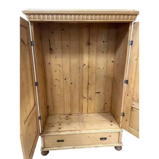 Late 19th Century Antique French Pine Twoo Door Armoire Drawer to Base For Sale - Image 5 of 12