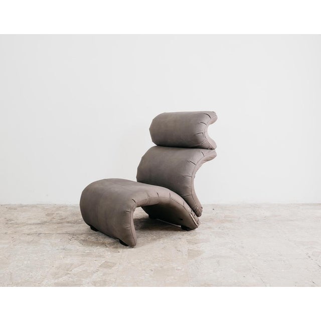 Wave Frame Armchair by Design Original 1970s-80s armchair, recently reupholstered with a high-quality modern fabric that...