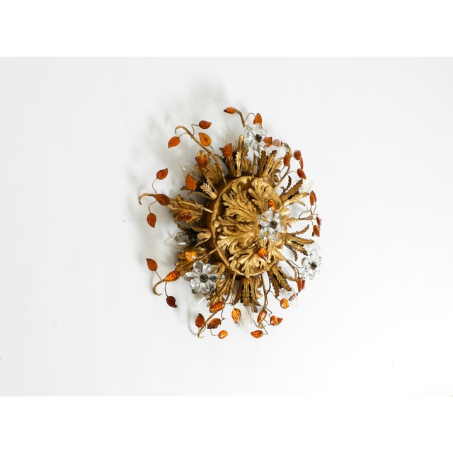 1960s Large Italian Gilt Ceiling Lamp in Glass by Banci Firenze, 1960s For Sale - Image 5 of 18