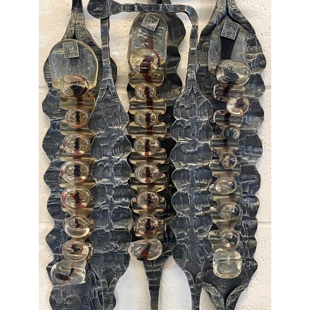 Brutalist Aplique in Wrought Iron and Glass, 1960s For Sale - Image 5 of 18