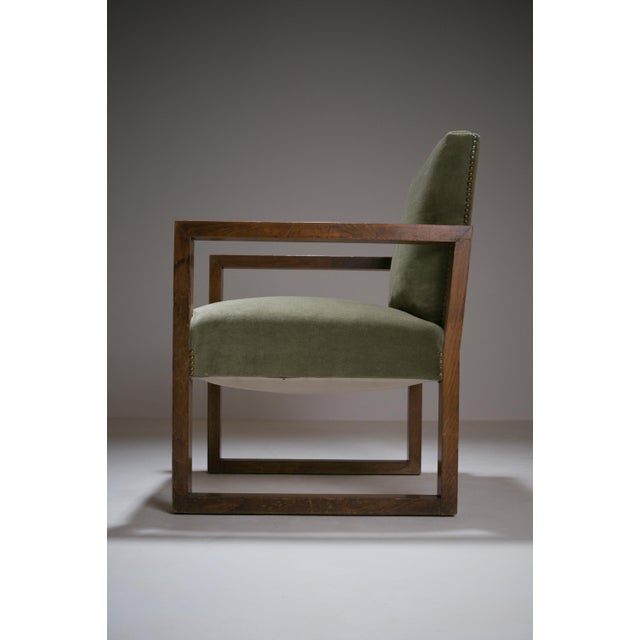 Forest Green Art Deco Modernist French Armchair, 1930s For Sale - Image 8 of 18