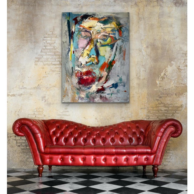 Contemporary Abstract Expressionist Portrait Original Oil Painting For Sale - Image 4 of 12