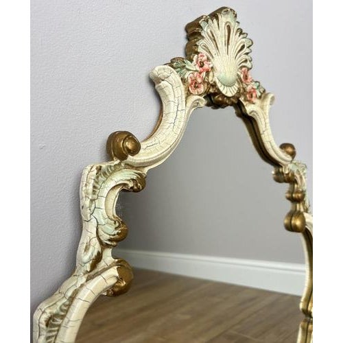 Metal Vintage French Shabby Chic Ornate Wall Mirror For Sale - Image 7 of 12