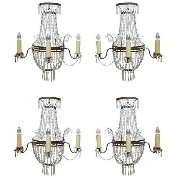 French 19th C. French Crystal Sconces For Sale - Image 3 of 8