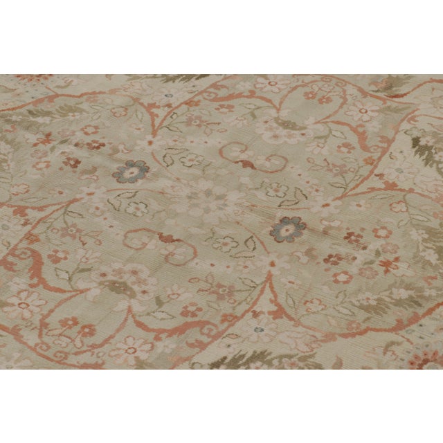 Rug & Kilim Rug & Kilim’s Tabriz Style Rug in Green and Pink Floral Patterns For Sale - Image 4 of 10