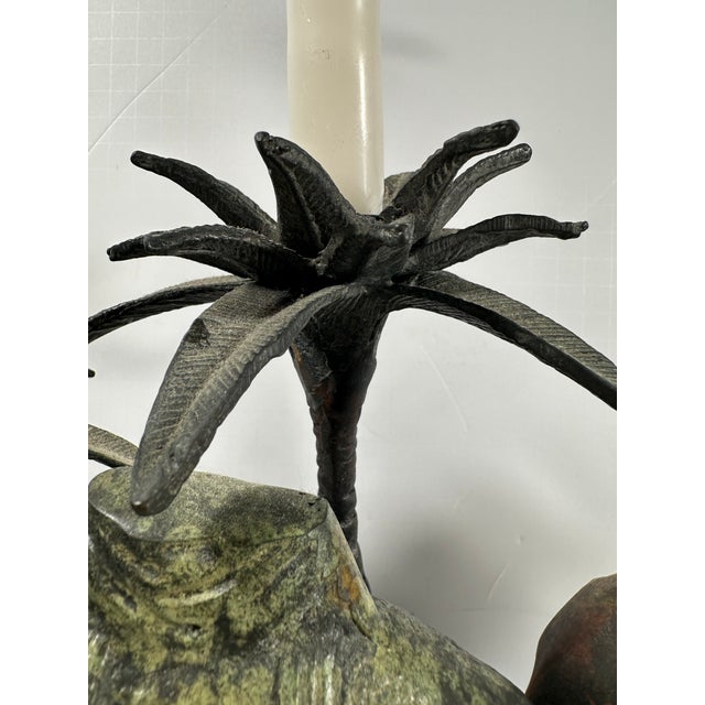Vintage Orientalist Cold-Painted Bronze Figural Sculpture Candleholder. For Sale - Image 4 of 12