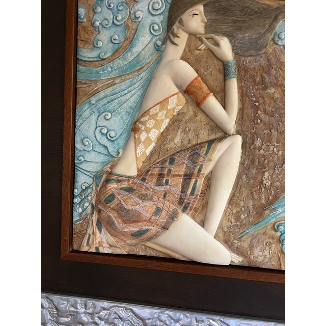 1980s Vintage 1980s Ting Shao Kuang Style Wall Art Hand Painted (25 X 25) For Sale - Image 5 of 8