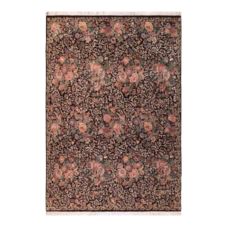 Elegant Shabby Chic Pak-Persian Black/Rust Wool Rug - 8'1'' X 10'3'' For Sale