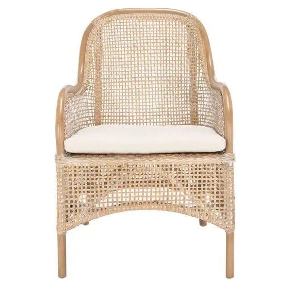 Charlie Rattan Accent Chair with Cushion - Grey White Wash/White For Sale - Image 11 of 11