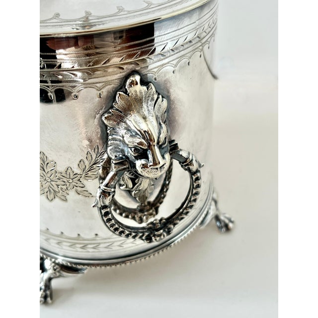 Mid 20th Century English Silver Plate Tea Caddy with Lion & Ring Handles For Sale - Image 5 of 8