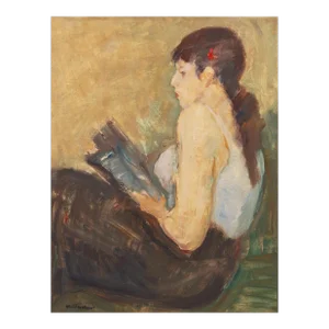 Jeune Femme Liseuse' by Carl Fischer, Paris, Charlottenborg, Danish Post Impressionist, Benezit