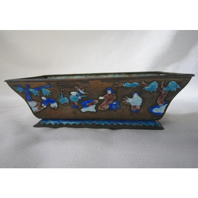 Sky Blue Antique Chinese Enamel Planter Cache Pot For Sale - Image 8 of 8