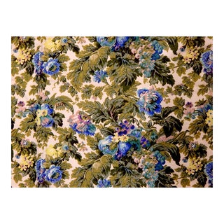 Vintage Vat Colors "Claymore" Floral Belgian Linen- 4.5 Yards For Sale
