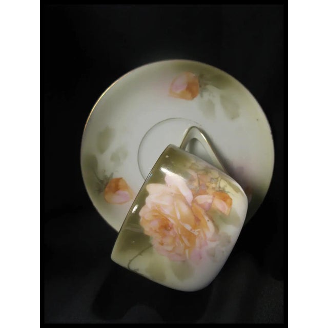 Green 1920s Rs Prussia Hand Painted Cup & Saucer Cottage Core For Sale - Image 8 of 10