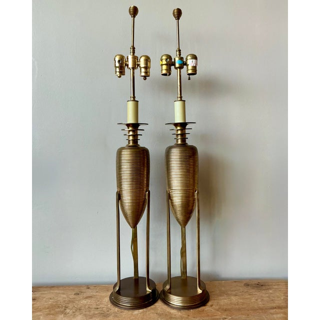 Vintage Postmodern Chapman Brass Lamps - A Pair For Sale In West Palm - Image 6 of 10