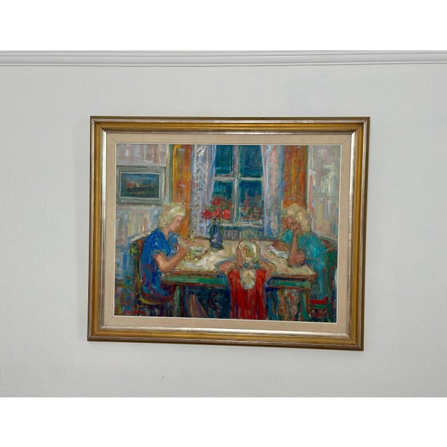 Eric With, Family, 1950s, Oil on Canvas, Framed For Sale - Image 5 of 18