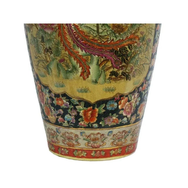 Tall Japanese Floral Porcelain Vase - 9" x 14" x 36.5"