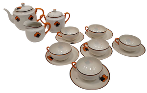 Tea Set in Polychrome Porcelain, Japan, 1960s, Set of 15