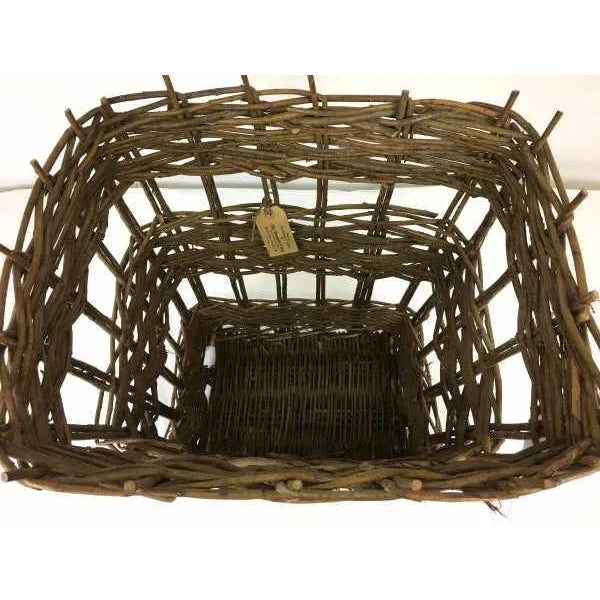 Exceptional willow basket handwoven by legendary Irish basketmakers John Shanahan & Sons. Retains original Shanahan & Sons...