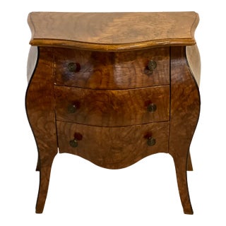 1950s Italian Petite Olive Wood and Walnut Burl Bombay Chest For Sale