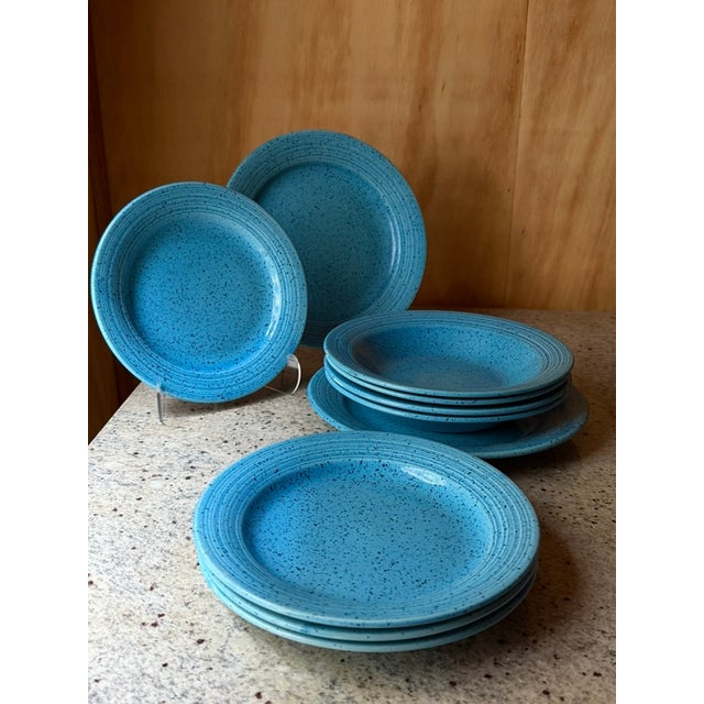 Vintage Blue Speckled Earthenware Plates from Celtic Atlantis, 1970s, Set of 10 For Sale - Image 13 of 14