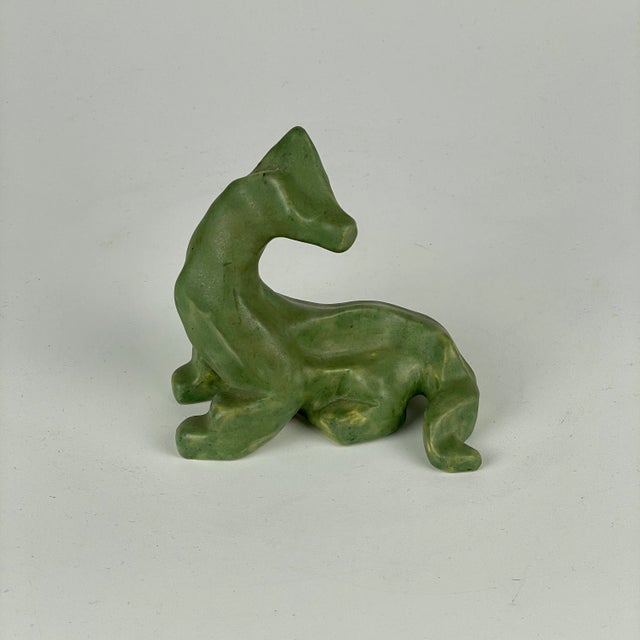 Avocado Vintage Ceramic Avocado Green Dog Sculpture in Geometric Form For Sale - Image 8 of 12