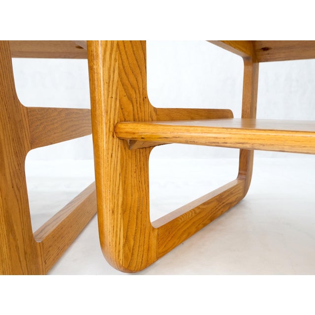 Pair of Mid-Century Solid Oak Smoked Glass Top End Side Tables W Shelves Mint! For Sale - Image 14 of 18