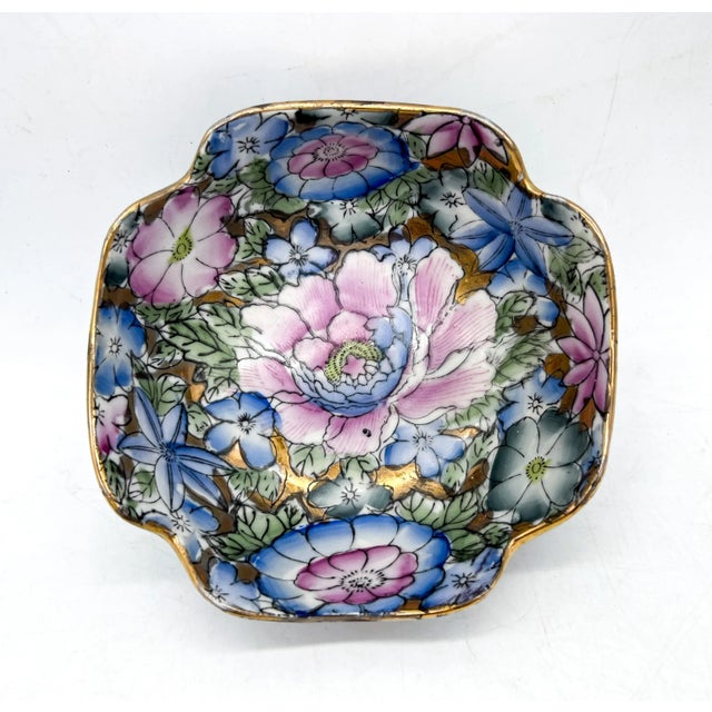 20th Century Chinoiserie Blue and Pink Floral Vide Poche/Catchall Bowl For Sale In Houston - Image 6 of 13
