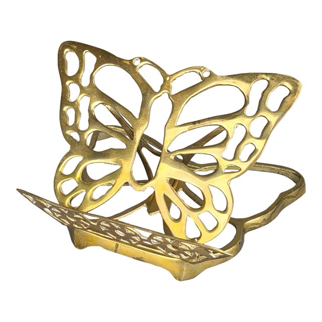 Large Brass Folding Butterfly Book Stand Art Easel For Sale