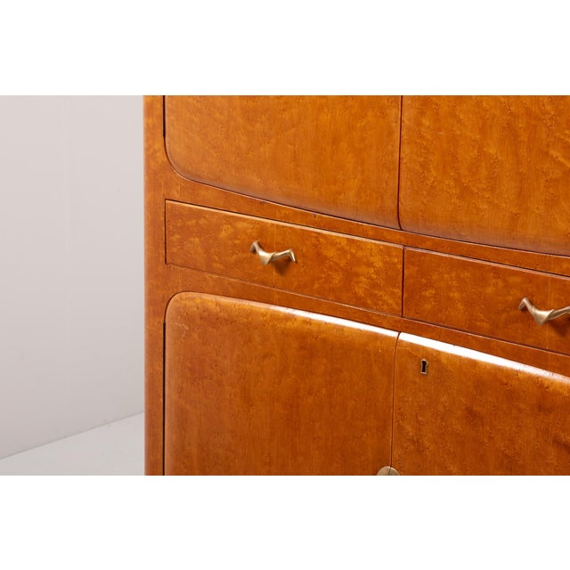 Italian Birdseye Maple Bar Cabinet, 1950s For Sale - Image 18 of 18