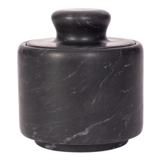 Artifacts Trading Company Marble Salt Cellar with Lid in Black For Sale