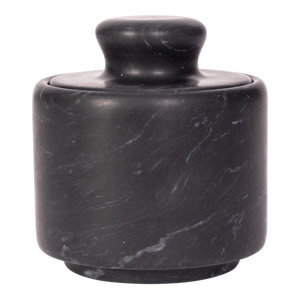Artifacts Trading Company Marble Salt Cellar with Lid in Black