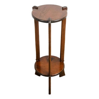 Antique Pedestal Plant Stand Torchere Solid Wood Side Table Smoking Round 3 Leg For Sale