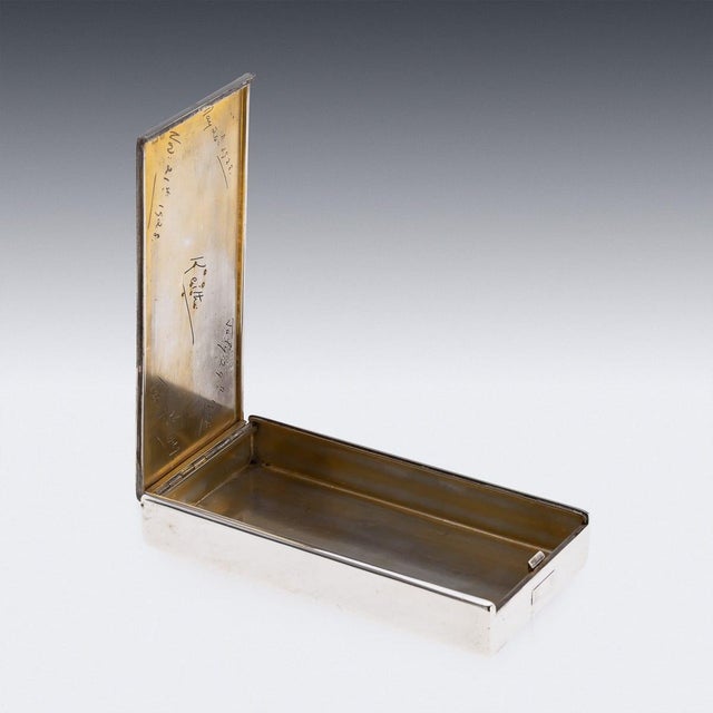 Gold 20th Century English Silver & 9k Gold Cigar Case from Cartier of New Bond St, 1929 For Sale - Image 8 of 18