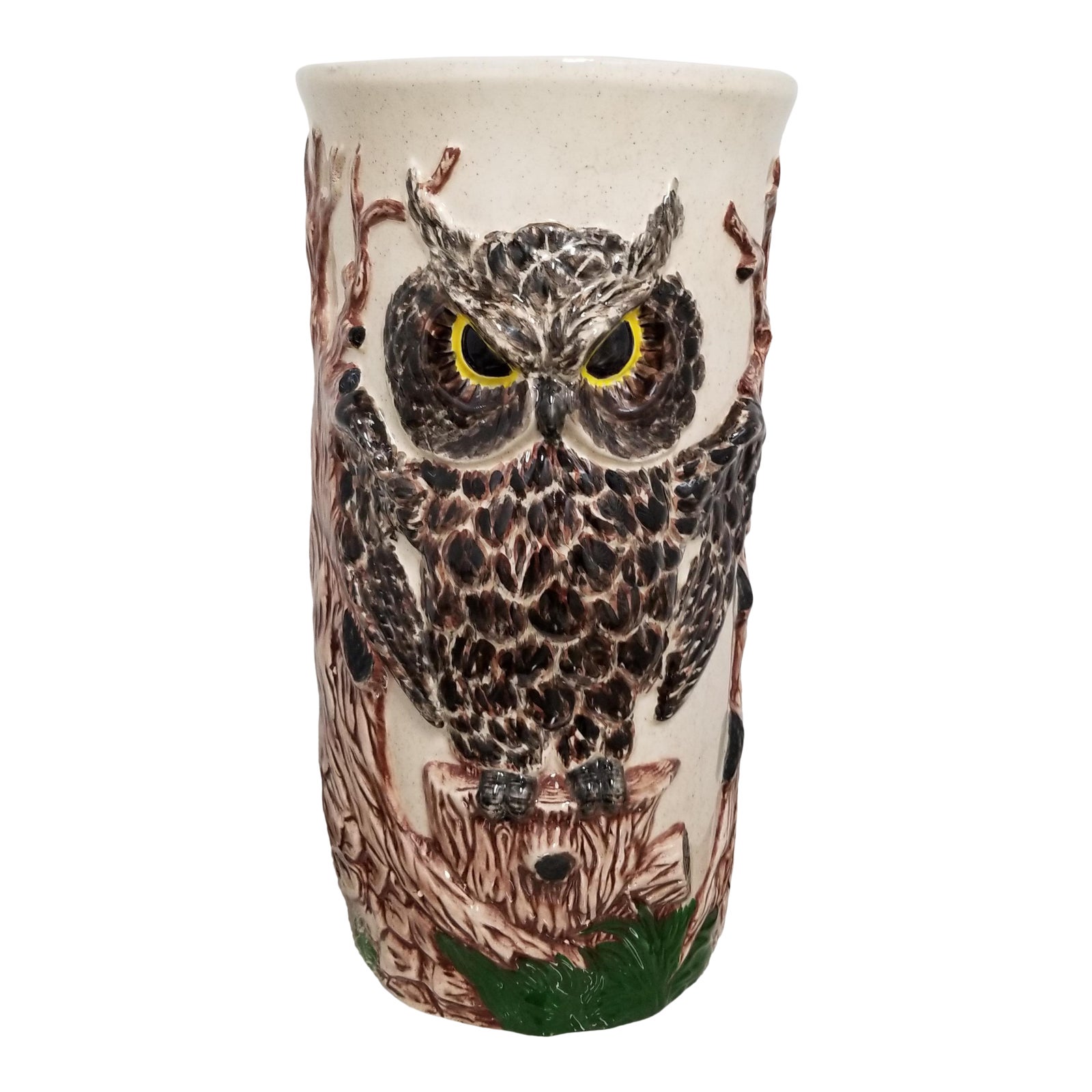 Vintage 1970’s Ceramic Owl Umbrella Stand Chairish