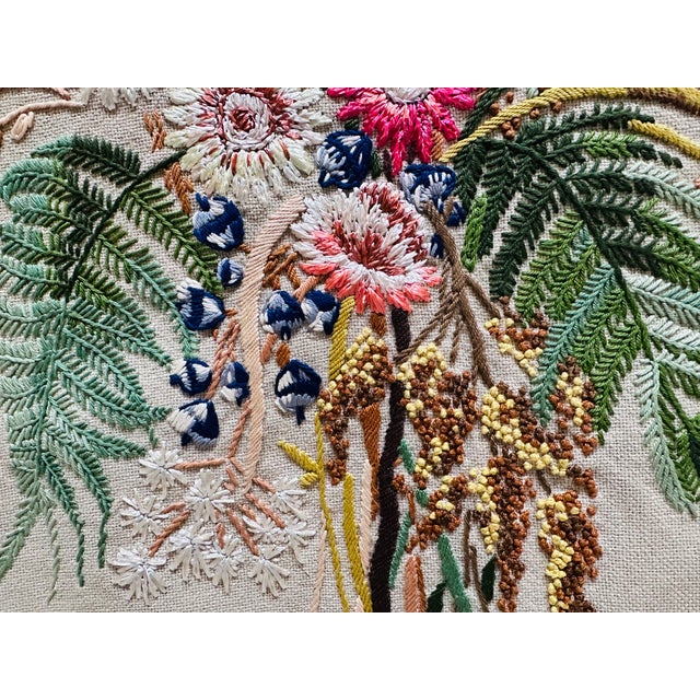 Hand-Embroidered Wall Hanging with Bouquet of Flowers, Germany, 1950s For Sale - Image 13 of 16
