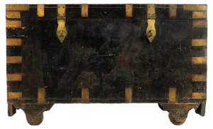 Wooden Chest with Brass Hardware, 1920s