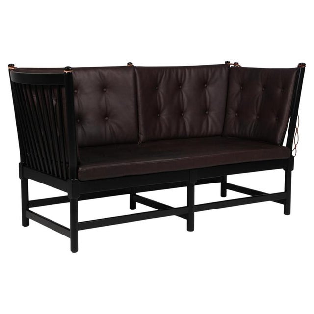 Two-Seat Sofa in Black Beech and Leather by Børge Mogensen for Fritz Hansen For Sale - Image 9 of 9