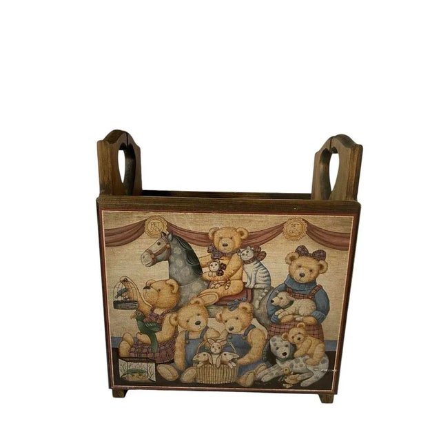 Farmhouse Antique/Vintage Book Caddy Stand Teddy Bear Farmhouse/Cottagecore Kids For Sale - Image 3 of 12
