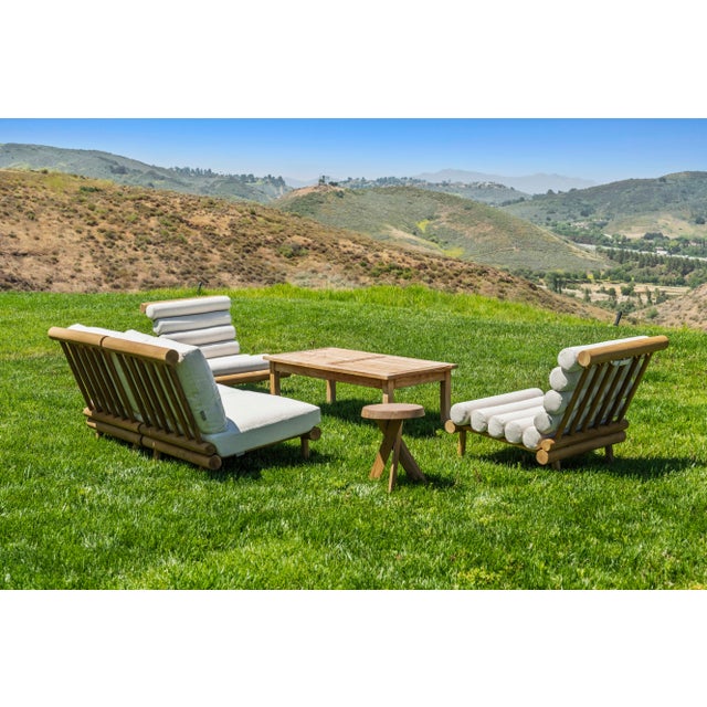 Rishon Teak Outdoor Lounge Chair - Classic Cushion Edition in Sunbrella Canvas Black For Sale - Image 4 of 5