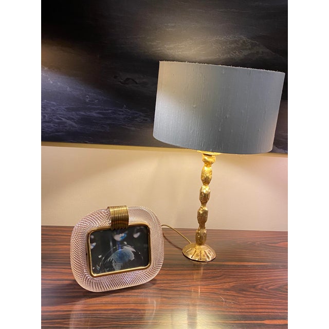 Elegant picture frame, produced by Barovier & Toso, Italy, circa 1950, Murano, mouth-blown transparent, rarely colored,...