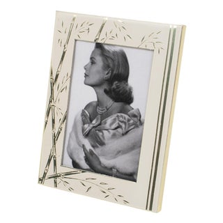 Umberto Mascagni White and Gilt Aluminum Picture Frame, Italy 1970s For Sale