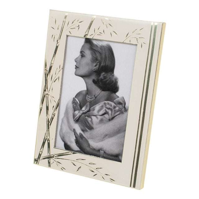 Umberto Mascagni White and Gilt Aluminum Picture Frame, Italy 1970s For Sale