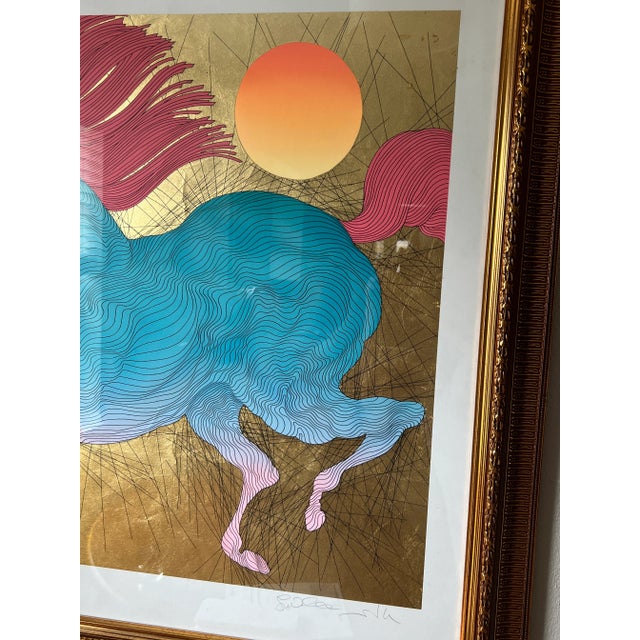 2009 Numbered and Signed Gold Leaf Horse Art “Robuste” by Guillaume Azoulay For Sale - Image 9 of 13