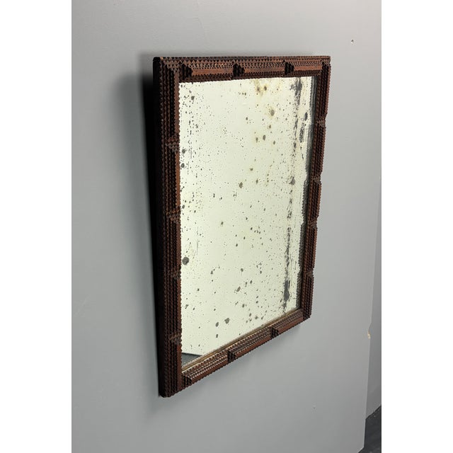 Antique Tramp Art Folk Art Distressed Mirror, Belgium, 1900s, 1890s For Sale - Image 6 of 18