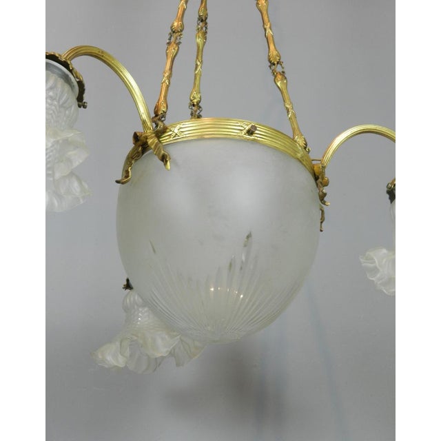 French Three Arm Ceiling Light, 1930s For Sale - Image 4 of 12