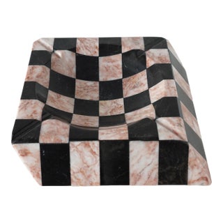 Vintage 20th Century Checkerboard Slanted Catchall Ashtray For Sale