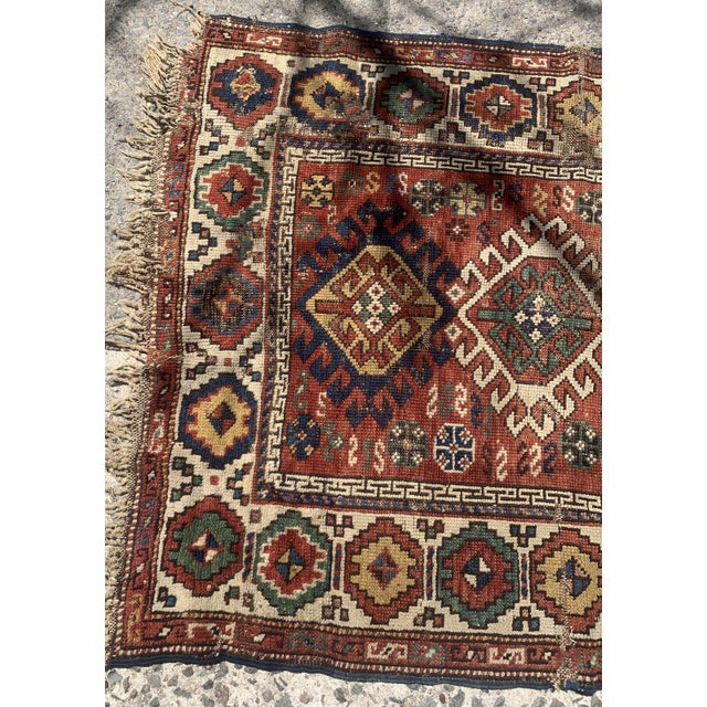 1880s, Handmade Antique Caucasian Kazak Rug 3.4' X 4.4' For Sale - Image 10 of 10